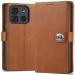Coverage Itel A663LC / Itel_A05s Flip Cover | Full Body Protection |Inside Back TPU Wallet Stylish Button Magnetic Closure Book Cover Leather Flip Case for Itel A05s - Executive Brown