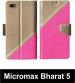 Sbms Micromax Bharat 5 Pink, Beige Artificial Leather Shock Proof Flip Cover