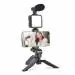 Ksboy Multicolor Mini Tripod with Shotgun Podcast Microphone, Phone Holder, LED Light Compatible with Camera and Smartphone Tripod