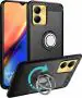 Unistuff Back Case Cover for Vivo Y56 5G with Magnetic Kickstand | Premium Matte Finish | Camera Bump Protection | Rubberized Ring Cover - Night Black, 78208