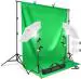 Viblitz Photography Continuous Umbrella Studio Light Lighting Kit with Chromakey Green Screen Photo Background Backdrop Stand Support System