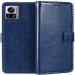 Slugabed Flip Cover for Motorola Edge 30 Ultra PU Leather Vintage Case with Card Holder and Magnetic Stand (Blue)