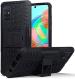 TRIFTY Samsung Galaxy A31 Black Plastic Heavy Duty Shockproof Armor Kickstand Case Cover