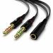 YASH VISION Gold Plated Stereo 2 Male TRS to 1 Female TRRS 3.5mm Headphone Earphone Mic Audio Y Splitter Cable for PC Laptop Black
