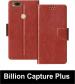 Sbms Billion Capture Plus Brown Artificial Leather Shock Proof Flip Cover