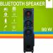 TECH2ROCK 180W Bluetooth Tower Speaker Duo with Wooden Finish & Subwoofer - Full Remote Control, USB FM, Microphone for Home Theaters, Office Events