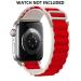 RUPELIK (Alpine Double Color 44mm Strap White/Red) Nylon Alpine Loop iWatch Strap Series Ultra / Series 8,7,6,5,4,3,2,1/SE Compatible For Strap 44mm/42mm/45mm/49mm Smart Watch Strap (White/Red)