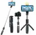 ADHRIT Bluetooth Selfie Sticks with Remote and Selfie Light, 3-in-1 Multifunctional Tripod (Black)