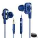 pTron Boom Ultima 4D Dual Driver, In Ear Gaming Wired Headphones with Mic, Volume Control & Passive Noise Cancelling Boom 3 Earphones (Dark Blue)