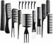HEMIZA Salon Barber Professional Set 10 Pcs Hair Cutting Combs Different Styling Combs Black Color