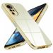Mr Case 6D Chrome Back Cover Case For Motorola Moto G22 | ( Gold Plated Frame | Glossy Backside -Off White )