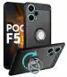 Unistuff Back Case Cover for Poco F5 5G with Magnetic Kickstand | Premium Matte Finish | Camera Bump Protection | Rubberized Ring Cover - Night Black, 78300