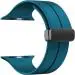 RUPELIK (41mm Silicone Megnatic Lock Strap Teal Green) Soft Silicone iWatch Strap Band Compatible with Apple Watch 41mm 40mm 38mm Magnetic Clasp Adjustable Strap For iWatch Series 7 6 5 4 3 2 1 SE SE (Teal)