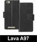 Sbms Lava A97 4G Black Artificial Leather Shock Proof Flip Cover