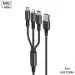 SOFTY NYLON BRAIDED 3 IN 1 MULTI-FUNCTIONAL 3.1A FAST CHARGING CABLE FOR MICRO USB, IOS AND TYPE-C SCLTM-403