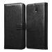 Casotec Premium Leather Kickstand Wallet Flip Case Cover with Magnetic Closure for Nokia 3 - Black
