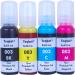 TEQUO 003 Refill Ink For Epson L3100 L3101 Printers Pack of 4 Black + Tri Color Combo Pack Ink Bottle