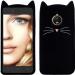 Xykos Black Silicon Rubber Ultra Slim Soft Cat Kitty Mobile Back Case Cover for Motorola E4 Plus
