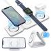 SFZ 3 in 1 Foldable Wireless Charging Charger Station, 15W MagSafe Compatible with iPhone 13/12/SE/11/XS/8,Samsung Galaxy, Apple Watch and AirPods (White)