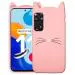 Fastship Coloured 3D Cat Soft Silicone Girls Back Case Cover for Poco M4 Pro 5G - Baby Pink