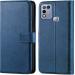 Clickaway Beingstylish Infinix Hot 10 Play Back Case Leather Finish Inbuilt Stand & Pockets Wallet Flip Case Back Cover (Real Blue)