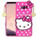 UNILORD Samsung Galaxy S8 Pink Rubber Screen Protector 3D Cute Hello Kitty Back Case Cover