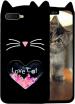 Aviaaz Realme C2 Love Cat Heart Design Meow Ear Kitty Black Rubber Back Cover