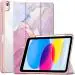 ProElite Case Cover for Apple iPad 10th Generation, Transparent case Cover with Pencil Holder for iPad 10th Gen, Marble Rose Pink