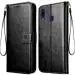 Frazil Vintage Leather Finish Flip Cover for Samsung Galaxy A20/A30/M10s | Inside Pockets & Inbuilt Stand | Wallet Style Back Case | Magnet Closure (Black)