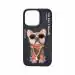 VE GADGETS Nimmy 3D Embroidery Leather Black Swag Dog Back Case Compatible with iPhone 15 pro