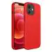 LIRAMARK Liquid Silicone Soft Back Cover Case for Apple iPhone 12 Mini (5.4 inch) (Red)