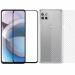 Kite Digital Motorola One 5g Ace Back Screen Protective Film Carbon Fiber Skin Transparent Sticker + [Black] Tempered Glass Screen Protector with Edge to Edge Coverage