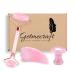 Getmecraft Rose Quartz Roller and Wing Shape Gua Sha Facial Massage Tool with Rose Quartz Mushroom