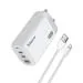 TP TROOPS GaN Quick 3 Port Charger C+C+A 100W US Folding Pin for iPhone, Macbook Pro, Type C Laptop, Powerbank, Samsung USB C Laptops (Include: Baseus Xiaobai series fast charging Cable Type-IOS 100W(20V/5A) 1m)(White)
