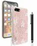 IACCESSORIES 3D Floral Back Cover for iPhone 7 - Printed Soft TPU Protective and Stylish Girls Case with Stylus Pen - Frosted Pink