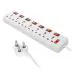 SYSPRO 7 Socket Extension Board Cord with Individual Switches Fuse Led Indicator and 2 Yard Long Wire