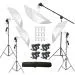 HIFFIN E27 4 Point Studio Holder Kit Umbrella White + Studio Light Stand 9 FT Bulb Holder KIT Mark IIII | 4 Triple Holder | 4 Light Stand 9ft | 4 Umbrella | 12 x 20 W LED Bulb | 1 Boom | 1 Bag