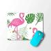 Bhaicover Pink Flamingo Animal with Green Flower Floral and White Background Designer Printed Rubber Mouse Pad