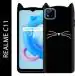 UNILORD Realme C11 Black Rubber Screen Protector 3D Cat Kitty Girls Back Case Cover