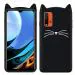 Indiacase Redmi 9 Power Black Slim Silicone, Rubber Cat Design, Wireless Charging Compatible Cases & Covers, Display Size-12 mm, 14 x 7 x 5 mm