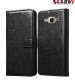 SCARDY SAMSUNG J2 BACK COVER / LEATHER FLIP COVER / BLACK COLOR