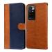 Casotec Premium Leather Kickstand Wallet Flip Case Cover with Magnetic Closure for Mi Redmi 10 prime - Camel and Blue