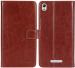 Lejaao Gionee P5W Brown Leather Flip Cover