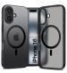 Golden Sand [Magsafe Compatible] ShockProof Sleek Hybrid Armor Back Cover Case for Apple iPhone 16 (Semi Transprent Frosted PC + Black TPU Bumper)