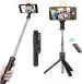 iVoltaa Selfie Stick Tripod with Detachable Wireless Remote, Extendable Selfie Stick with in-Built Tripod & LED Fill Light for Smartphones ( Black )
