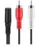 Tech Gear TV-out Cable 3.5mm Female to 2RCA Male Stereo Cord AV Adapter (Black, For TV)