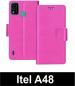 Sbms Itel A48 Pink Artificial Leather Shock Proof Flip Cover