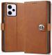 COVERBLACK POCO M6 Pro 5G Flip Cover | Full Body Protection | Wallet Button Magnetic Closure Book Cover Leather Flip Case for POCO M6 Pro 5G - Executive Brown