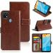 Tingtong Leather Flip with Wallet Case with TPU Shockproof Cover for Oppo A15, Oppo A15s (Brown)