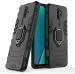 MONKISH OnePlus 8 Pro Black Plastic Shockproof Armor Kickstand with Ring Holder Case Cover|Mobile Cover|Mobile case|Flip cover